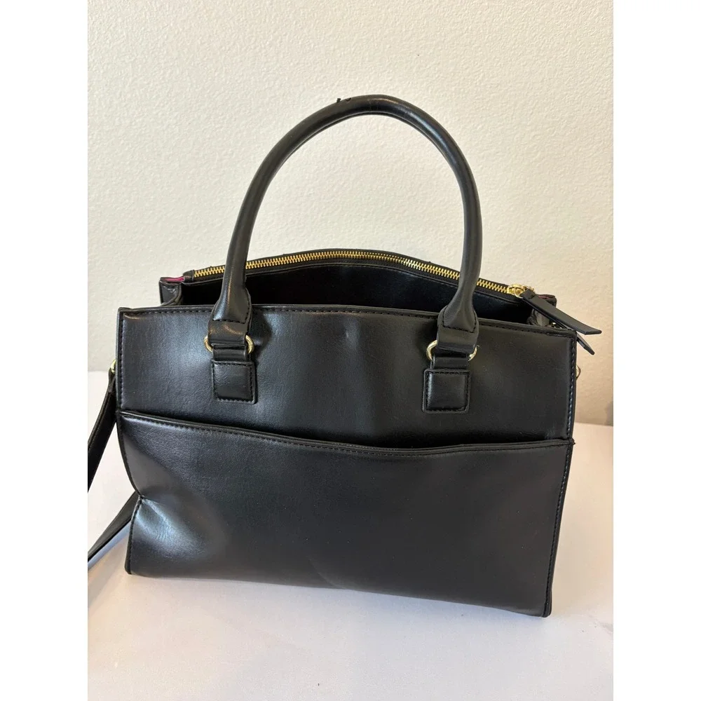 Nicole by Nicole Miller New York Black Quilted Satchel Crossbody Bag Minimalist